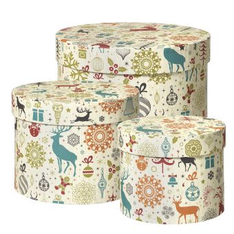 Arctic Deer Lined Hat Boxes (Set of 3)