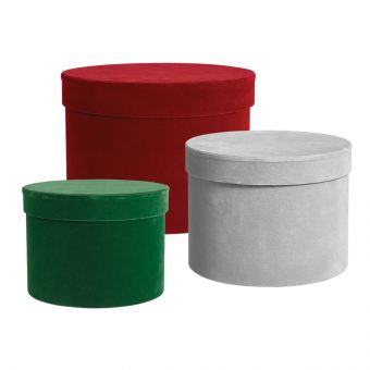 Round Lined Velour Hat Boxes (Set of 3)