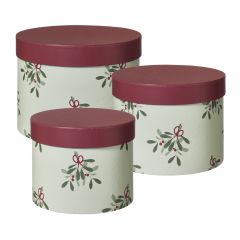 Oh Mistletoe Lined Hat Boxes (Set of 3)